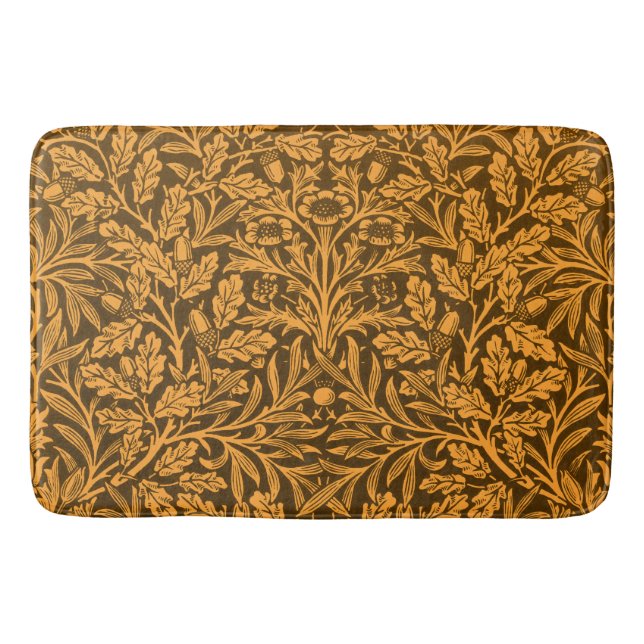 Mirrors's Acorns and oak leaves & Floral Pattern Bath Mat (Front)