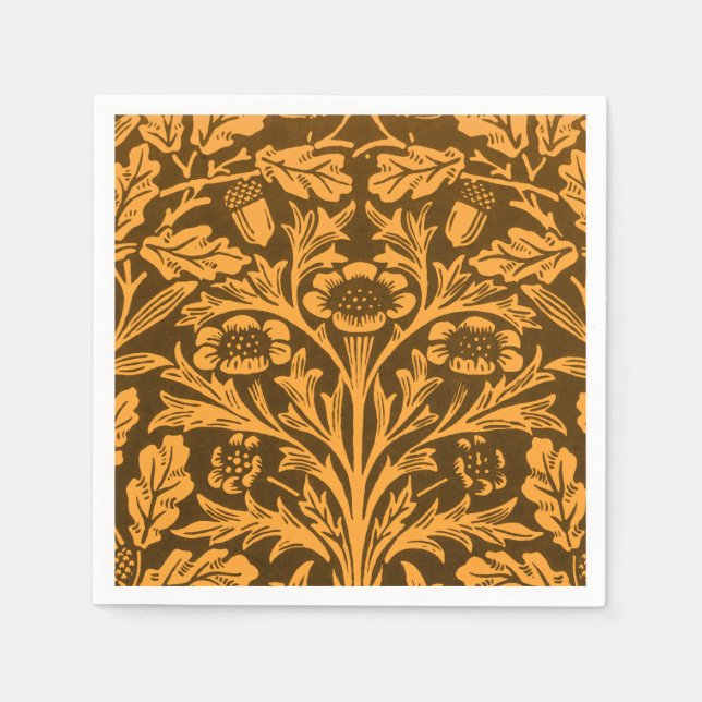 Mirrors's Acorns and oak leaves & Floral Pattern Napkin (Front)