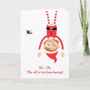 Mis-Bee-Having Elf Holiday Card