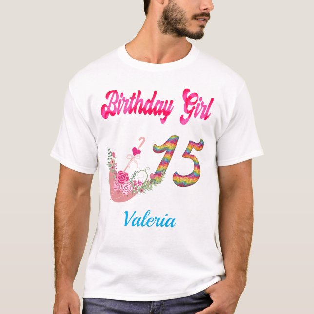 Mis Quince Años Colourful Birthday Girl Custom T-S T-Shirt (Front)