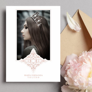 Mis Quince Años Español Foto Efecto Dusty Rose Invitation
