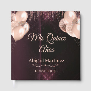 Mis Quince Años Guest Book Elegant Green & Gold