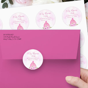 Mis Quince Anos Pink Floral Princess Dress Classic Round Sticker