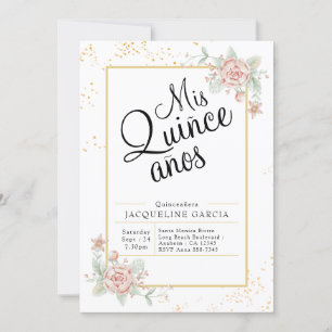 Mis Quince Anos Pink Floral Quinceañera Invitation