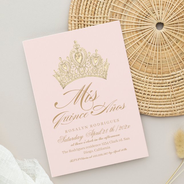 Mis Quince Anos Pink Gold Elegant Invitation (Creator Uploaded)