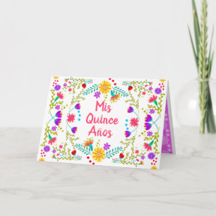 Mis Quince Anos Quinceanera Floral Mexican Fiesta Invitation