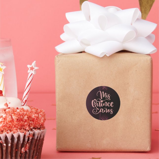 Mis Quince Años Round Stickers | Elegant Burgundy  (Party)