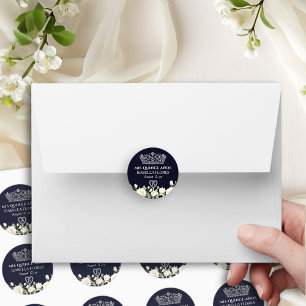 Mis Quince Anos Tiara and Roses Blue Quinceanera Classic Round Sticker