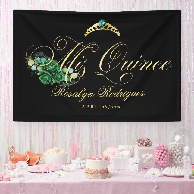 Mis Quince black green Welcome sign (Party)