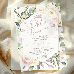 Mis Quince   Butterfly Floral Quinceañera Spanish Vellum Invitations