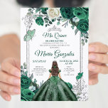 Mis Quince Emerald Green & White Birthday Invitation<br><div class="desc">Mis Quince Emerald Green & White Birthday Invitation
Mis Quince Anos,  15th Birthday, </div>