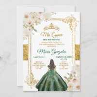 Mis Quince Emerald Green & White Floral Birthday
