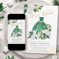 Mis Quince Emerald Green White Peony Quinceanera