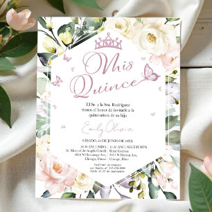 Mis Quince   Floral Quinceañera Spanish Invitation