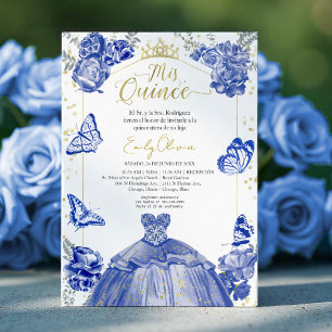 Mis Quince Invitation Spanish Royal Blue Dress