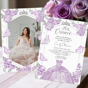 Mis Quince Photo Invitation Spanish Lavender
