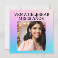 Mis Quince Quinceañera Foto Rosa Azul Morado