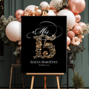 Mis Quince Quinceanera gold design welcome sign