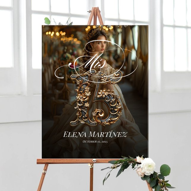 Mis Quince Quinceanera welcome sign with photo (Creator Uploaded)