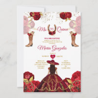 Mis Quince Red Roses 15 Anos Gold Crown Glitter