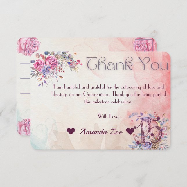 Mis Quince Thank you Note (Front/Back)