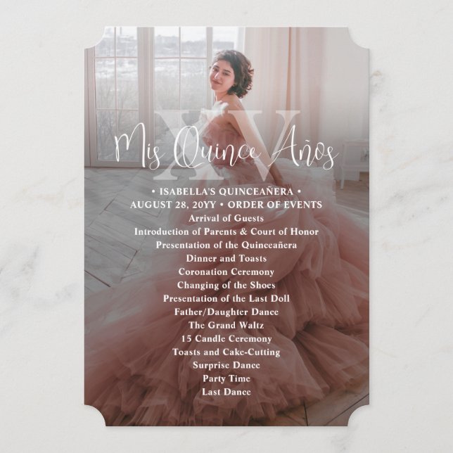 Mis XV Años Modern 2 Photo Overlay Quinceañera Programme (Front)