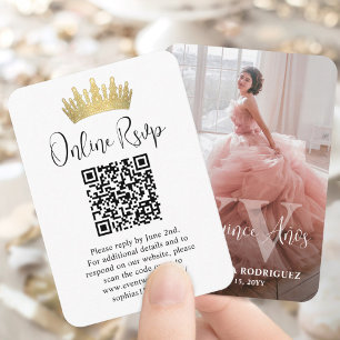 Mis XV Años Online RSVP QR Code Quinceañera Photo Enclosure Card