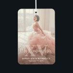 Mis XV Años Quinceañera 15th Birthday 2 Photo Car Car Air Freshener<br><div class="desc">Commemorate the quinceañera's special birthday celebration with an elegant modern "Mis Quince Años" 2 photo car air freshener. The picture and all wording on this template are simple to personalise, and can be different or the same on front and back. The colours, font styles and overlay opacity can be easily...</div>