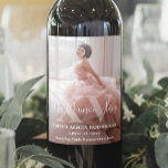 Mis XV Años Quinceañera Photo Modern 15th Birthday Wine Label<br><div class="desc">Add a stylish personalised touch to 15th birthday party decorations with chic Quinceañera photo "Mis Quince Años" wine bottle labels. All wording on this template is simple to customise. The colours, font styles and overlay opacity are easy to change with the Zazzle Design Editor tool. The modern minimalist black and...</div>