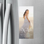 Mis XV Años Save the Date Chic Quinceañera Photo Magnetic Invitation<br><div class="desc">Share the joyful news of an upcoming Quinceañera celebration with chic modern photo magnetic save the date invitations. The picture and all wording on this template are simple to personalise, and the magnetic backing makes them easy for family and friends to display. The unique minimalist overlay design features large bold...</div>