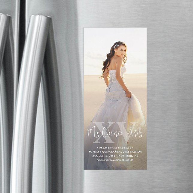 Mis XV Años Save the Date Chic Quinceañera Photo Magnetic Invitation (Creator Uploaded)