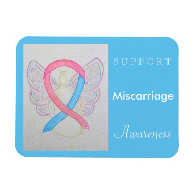 Miscarriage Awareness Ribbon Angel Custom Magnet (Horizontal)