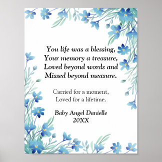 Miscarriage Condolence Forget Me Not Baby Angel Poster