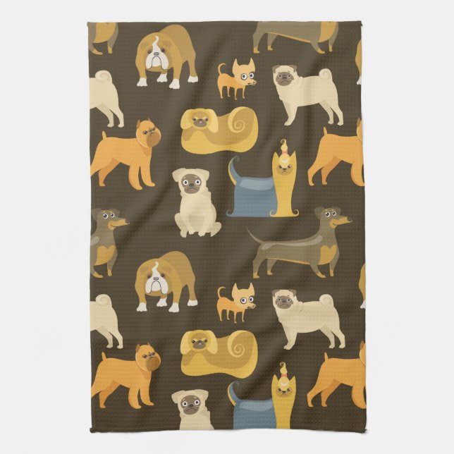Miscellaneous dogs wallpaper tea towel (Vertical)