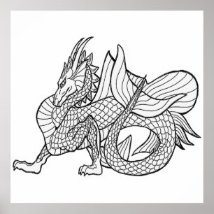 Miscellaneous Dragon Colouring (page #2) medium Poster