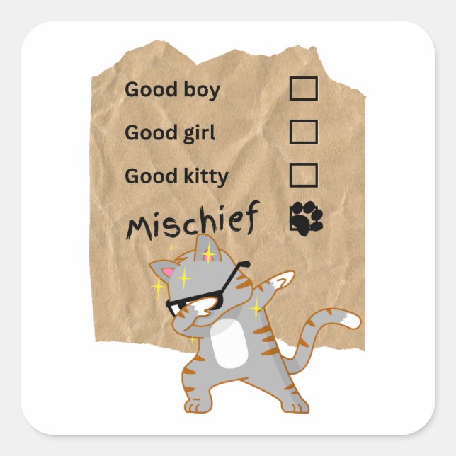 Mischeif cats square sticker (Front)