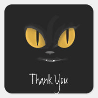 Mischievous Black Cat with Fangs Thank You