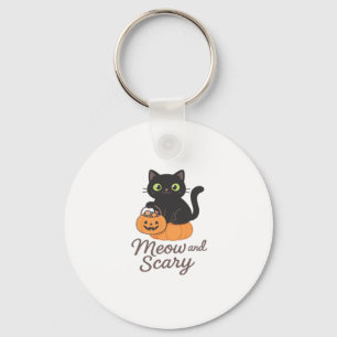 Mischievous Black Cat with Glowing Green Eyes on P Key Ring