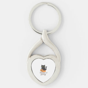 Mischievous Black Cat with Glowing Green Eyes on P Key Ring