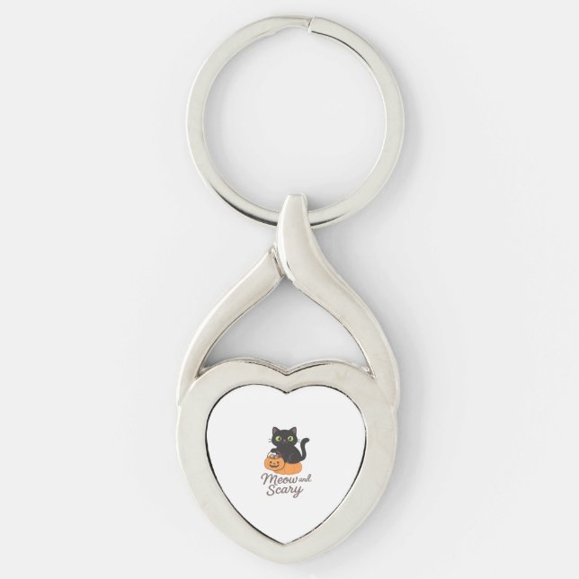 Mischievous Black Cat with Glowing Green Eyes on P Key Ring (Front)