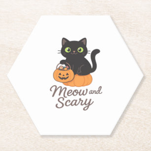 Mischievous Black Cat with Glowing Green Eyes on P Paper Coaster