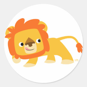 Mischievous Cartoon Lion round sticker