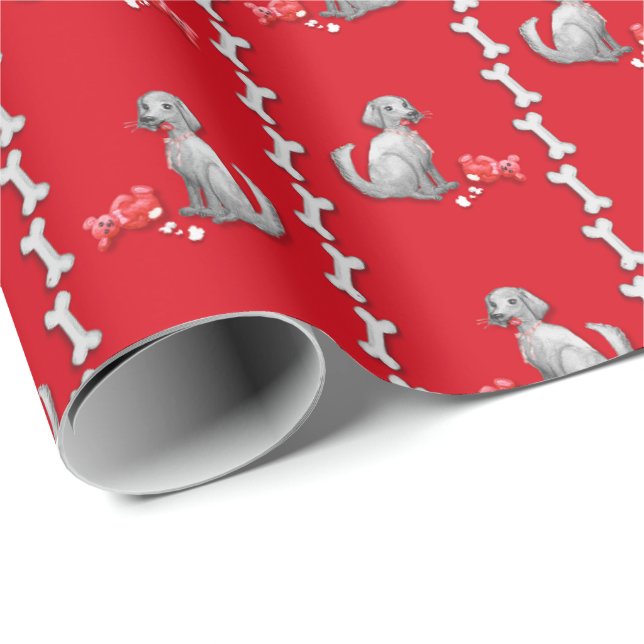 Mischievous Dog Valentine Wrapping Paper (Roll Corner)