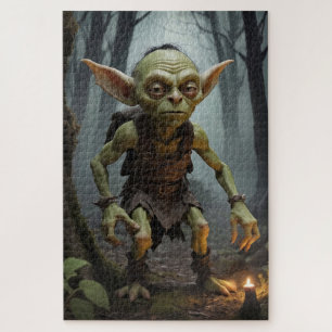 Mischievous Goblin Lurking in a Haunted Forest Jigsaw Puzzle