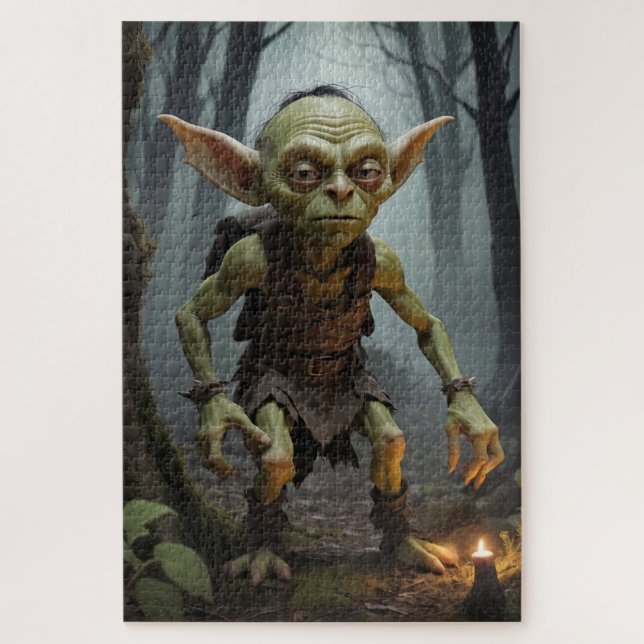 Mischievous Goblin Lurking in a Haunted Forest Jigsaw Puzzle (Vertical)