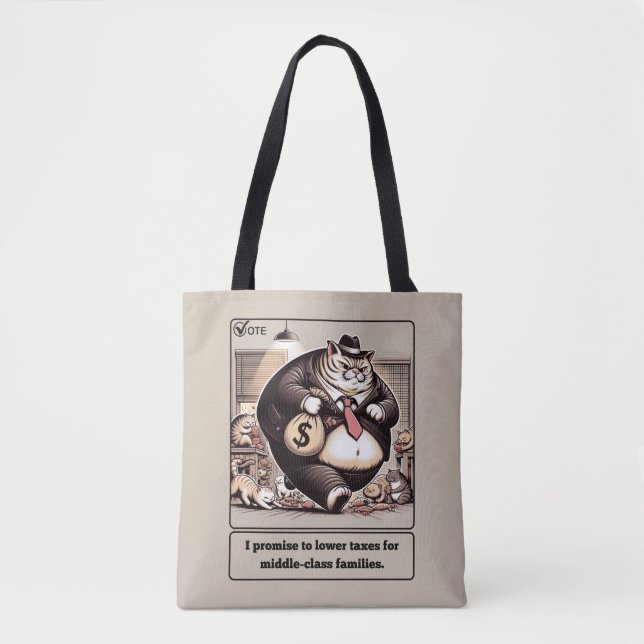 Mischievous Meows: The Crafty Cat Politician Tote Bag (Front)