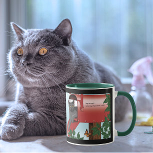 Mischievous Red Mailbox Cat Humour Mug