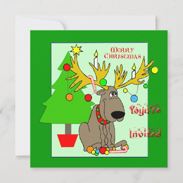 Mischievous Reindeer Christmas Invitation (Front)
