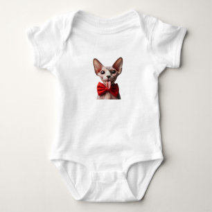 Mischievous Sphynx Cat Sticking Out Tongue with Re Baby Bodysuit