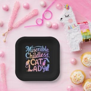 Miserable Childless Cat Lady Paper Plate